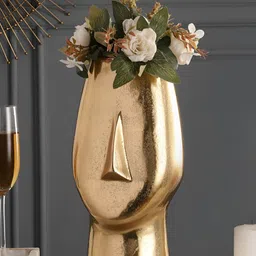 Decor de Maison Gold-Toned Flat Face Metal Vase-image-62