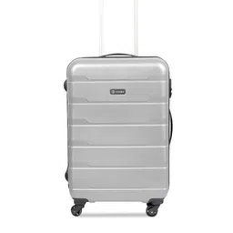 NOVEX Silver-Toned & Black Textured Trolley Suitcase-image-12