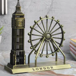 EXIM DECOR Metallic-Coloured London Eye & Big Ben with Metal Base Showpiece-image-18
