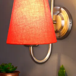 Devansh Orange Jute Conical Wall Lamps with Steel Base-image-4