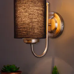 Devansh Black Cotton Wall Mounted Wall Lamps with Steel Base-image-50