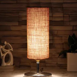 Devansh Beige Textured Steel Table Lamp With Jute Shade-37
