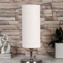 Devansh White Textured Steel Table Lamp With Jute Shade-36