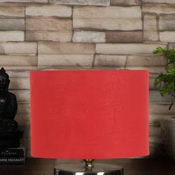 Devansh Red Steel Table Lamp With Cotton Shade-54