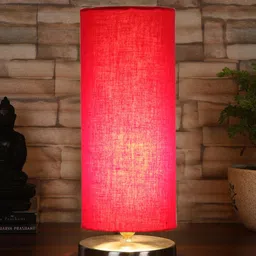 Devansh Red Steel Table Lamp With Cotton Shade-3