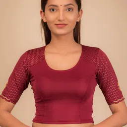 Bindigasm's Advi Woven Design Thread Work Jacquard Stretchable Saree Blouse-picture-14