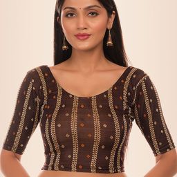 Bindigasm's Advi Ethnic Motifs Printed Stretchable Saree Blouse-image-47