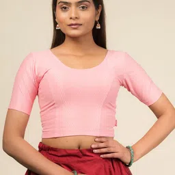 Bindigasm's Advi Self Design Cotton Stretchable Slip On Saree Blouse-image-49