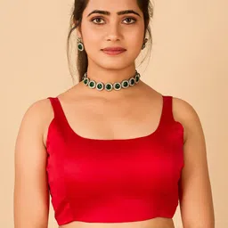 flaher Round Neck Satin Readymade Saree Blouse-picture-53