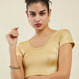 Soch Round Neck Cotton Saree Blouse-picture-13