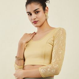 Soch U-Neck Cotton Gold Saree Blouse-40