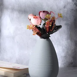 Decor de Maison Grey Metal Textured Flower Vase-image-55