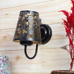 Devansh Black Etched Flower Wall Mounted Lamp With Iron Base-picture-35