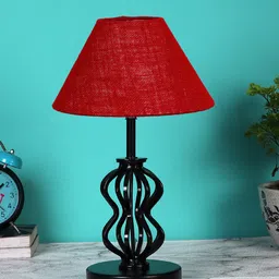 Devansh Maroon Solid Table Lamp-20