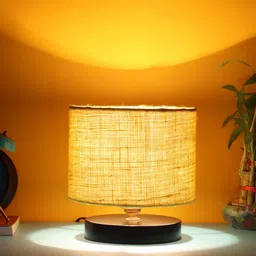 Devansh Yellow Jute Table lamps with Iron Base & Shade-20