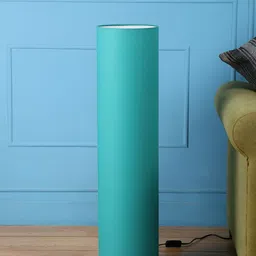 BTR CRAFTS Teal Cylinderical Floor Lamp With Wooden Base-45