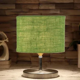 Devansh Green Textured Steel Table Lamp With Jute Shade image 2