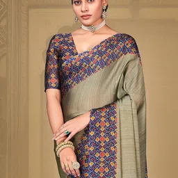 anouk rustic Anouk Printed Border Pure Chiffon Saree image 2