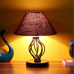 Devansh Maroon Jute Table Lamp with Iron Base image 2
