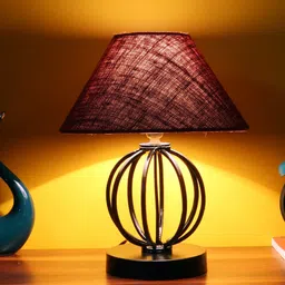 Devansh Maroon Jute Table lamp with Iron Base image 4