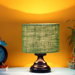 Devansh Green & Brown Jute Table Lamp With Shade image 5