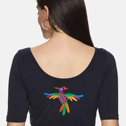 NOT YET by us Women Printed Round Neck Saree Blouse-image-80