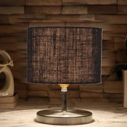 Devansh Black Textured Steel Table Lamp With Jute Shade image 4