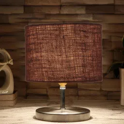 Devansh Brown Textured Steel Table Lamp With Jute Shade image 5