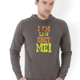 Campus Sutra Men Charcoal Grey Printed Hooded Sweatshirt-image-61