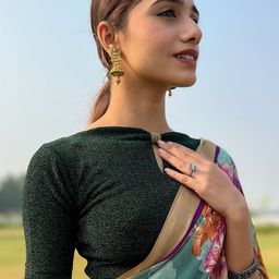 Bindigasm's Advi Keyhole Neck Stretchable Saree Blouse-image-49