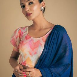 Bindigasm's Advi Printed Puff Sleeve Stretchable Organza Saree Blouse-picture-57