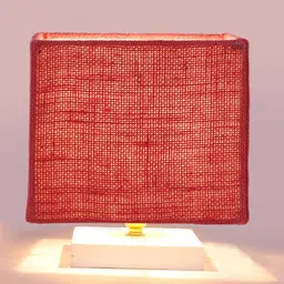 Devansh Pink & White Textured Jute Table Lamp With Wooden Base image 4