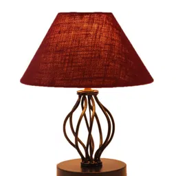 Devansh Maroon Jute Table Lamp with Iron Base image 5