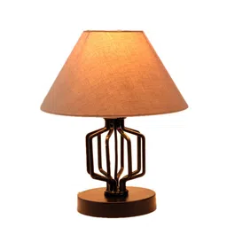 Devansh Grey Cotton Table lamp with Iron Base image 3