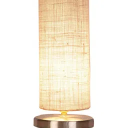 Devansh White Textured Steel Table Lamp With Jute Shade image 2
