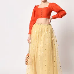 studio rasa Square Neck Button Down Saree Blouse image 4