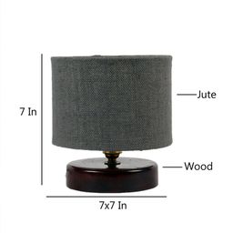 Devansh Grey Jute Table lamp with Wood Brown Base image 5