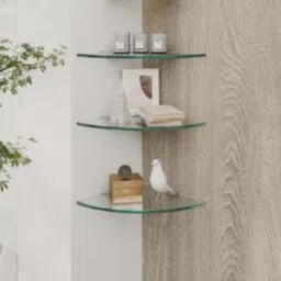 Multipurpose Wall Hung Bathroom Corner 5 inch, 7 inch, 9 inch Glass Wall Shelf-10