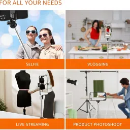 BASS BLING Foldable Universal Bluetooth long Wireless Portable Selfie Stick with Tripod | Bluetooth Remote | Compatible with Most Smartphones | Ideal for Selfies, Makeup, Vlogging and Portrait Shots Bluetooth Selfie Stick image 5