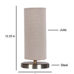 Devansh White Textured Steel Table Lamp With Jute Shade image 4