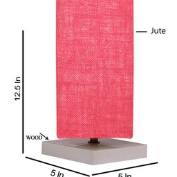 Devansh Pink & White Textured Jute Table Lamp With Wooden Base image 3