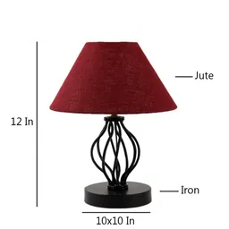 Devansh Maroon Jute Table Lamp with Iron Base image 3