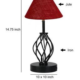 Devansh Maroon & Black Textured Frustum Shaped Table Lamp image 2