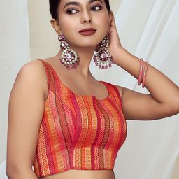 Vardha Padded Art Silk Zari Saree Blouse-image-17