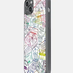 macmerise Immigration Stamps White iPhone 14 Plus Bumper Case Cover-73