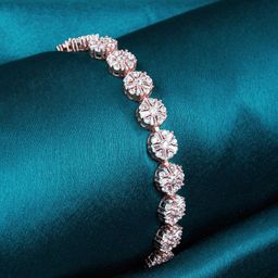 GIVA 925 Silver Rose Gold Studded Flower Bracelet-24