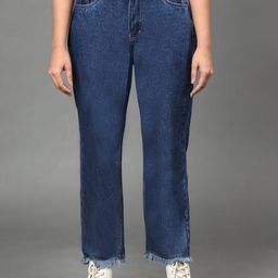 BAESD Women Jean Straight Fit Mid-Rise Frayed Denim Cotton Jeans-picture-38