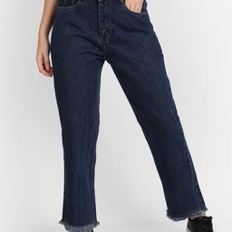 BAESD Women Jean Straight Fit Mid-Rise Frayed Denim Cotton Jeans-picture-44