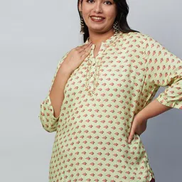 Big Hello - The Plus Life   Ethnic Motifs Printed Mandarin Collar Tunic-picture-43