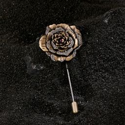 COSA NOSTRAA Men Metallic Colored & White Stone Studded Regal Rose Lapel Pin-image-30